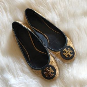 Tory Burch Reva Raffia Straw Flat